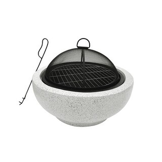 Teamson Home Outdoor 24" Wood Burning Fire Pit with Decorative Concrete Base, Gray