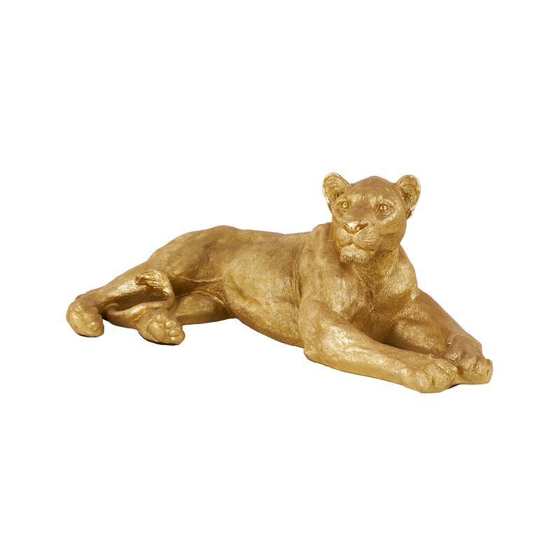 Gold Resin Laying Tiger Decorative Sculpture