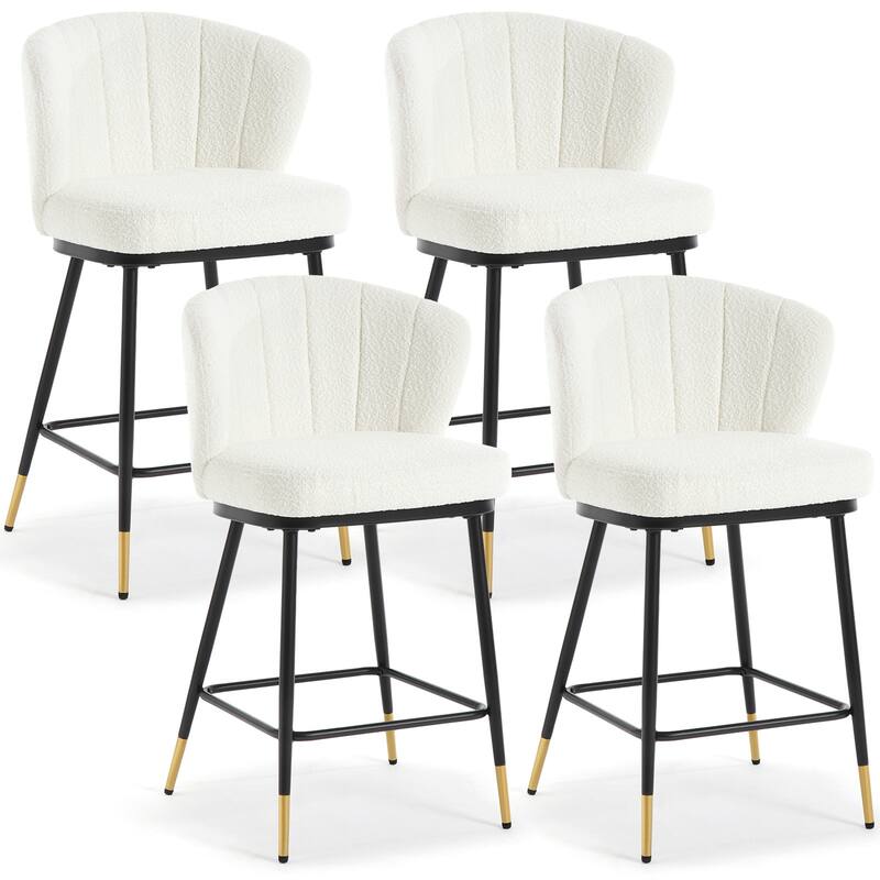 26" Boucle Fabric Counter Height Bar Stools, Set of 2/3/4 - 35.83"H x 22"W x 20.28"D