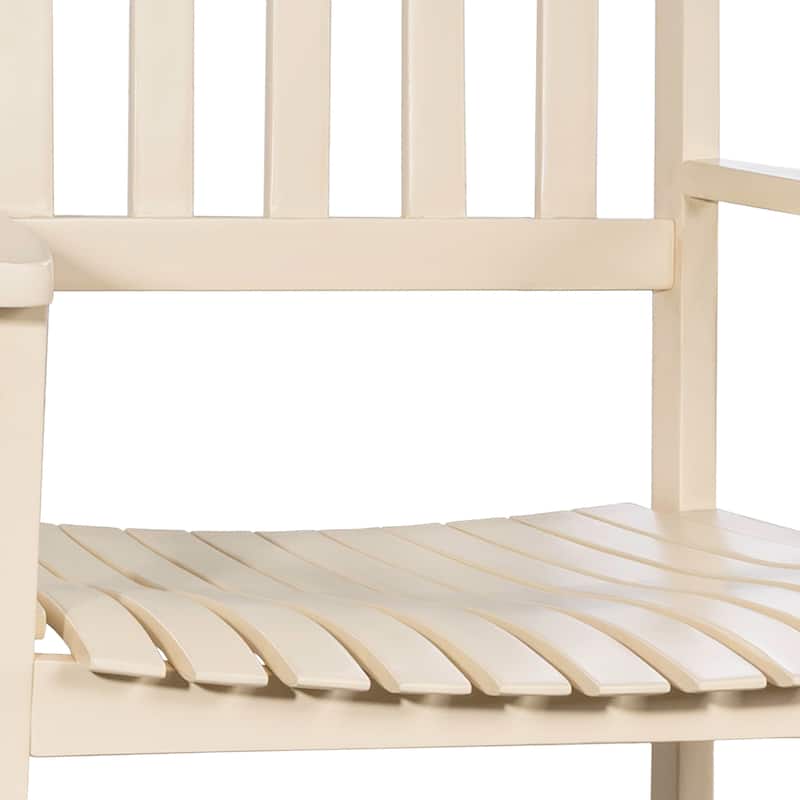 Parker Farmhouse Classic Slat-Back 350-LBS Support Acacia Wood Outdoor Rocking Chair, by JONATHAN Y
