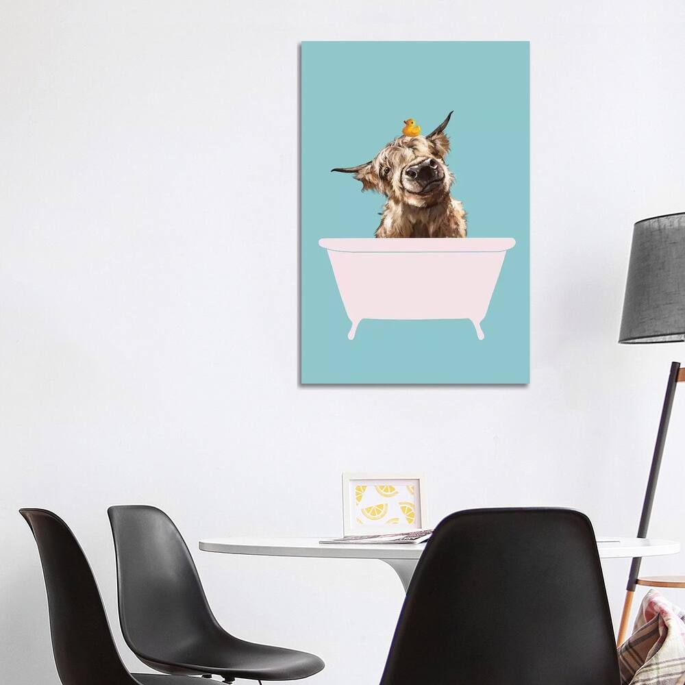 iCanvas "Playful Highland Cow In Bathtub" by Big Nose Work Canvas Print