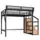 preview thumbnail 4 of 8, Full Metal Loft Bed with Storage Stairs, Shelves and Built-in Wardrobe
