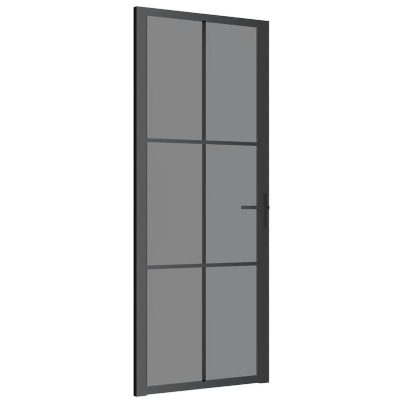 vidaXL Glass Door Interior Door with Alloy Handle ESG Glass and Aluminum Black