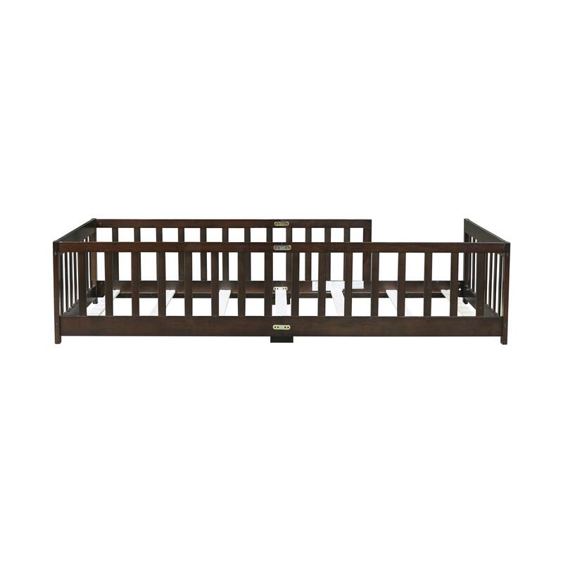 Twin Size Floor Bed with Fence without Door