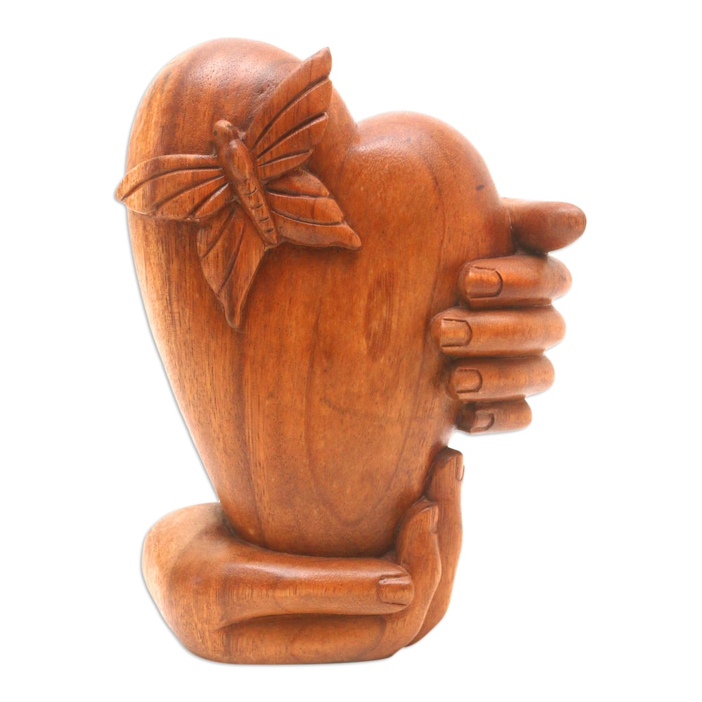Novica Handmade Love Butterfly Wood Sculpture