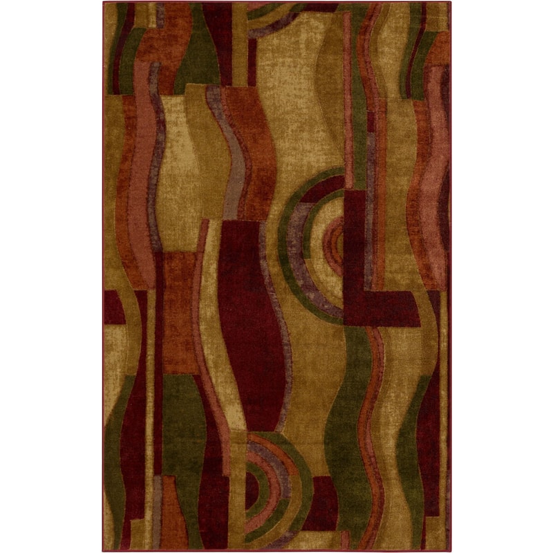 Copper Grove Coronado Abstract Runner Rug - 5' x 8' - Brown/Burgundy - Runner/Rectangle