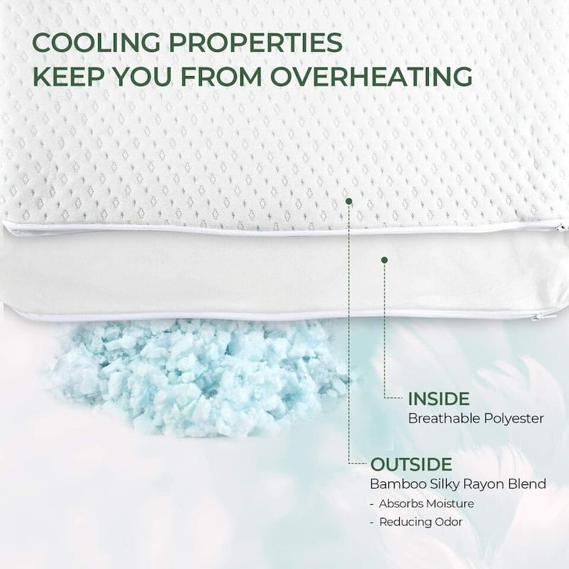 Washable Shredded Memory Foam Pillow Hypoallergenic Pillow Cover King