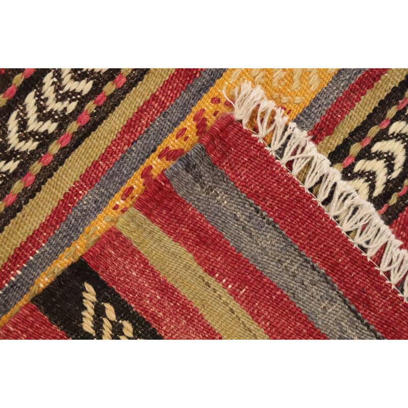 Hand Woven Oriental 100% Wool Carpet Southwestern Tribal Oranges & Rust Kilim Area Rug - 8' 9'' X 5' 3''