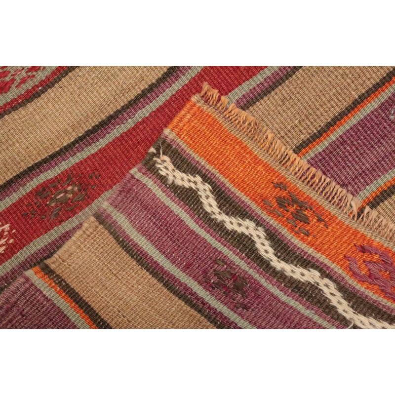 Hand Woven Oriental 100% Wool Carpet Southwestern Tribal Multi-Colored Kilim Area Rug - 7' 4'' X 4' 4''