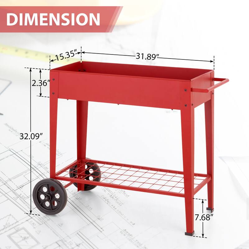 MAISON ARTS Metal Raised Planter Box with Legs Outdoor Elevated Garden Bed On Wheels for Vegetables Flower Herb