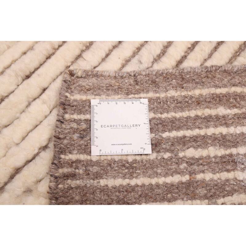 ECARPETGALLERY Hand-knotted Looma Cream Wool Rug - 8'2 x 10'0