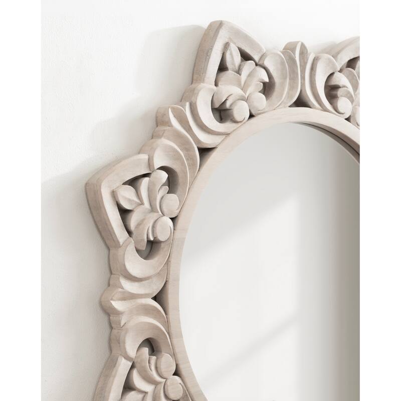 Kate and Laurel Meera Carved Wood Mirror - 28x28