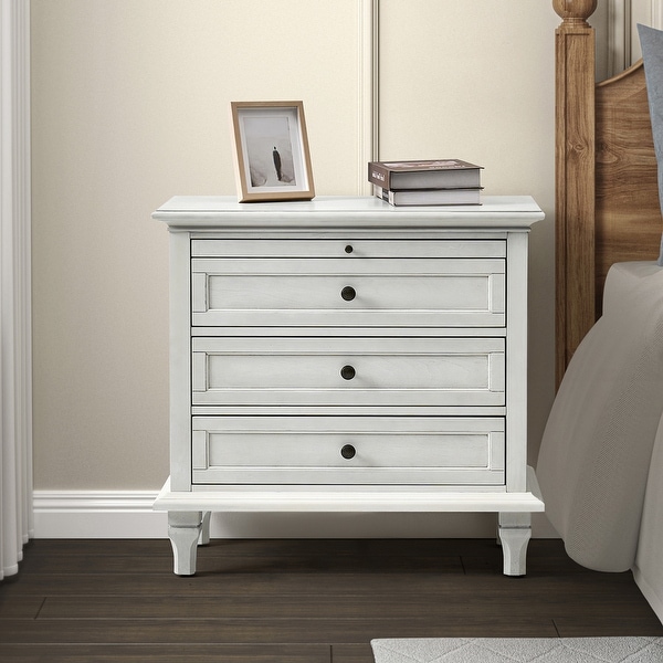 White farmhouse style nightstand discount