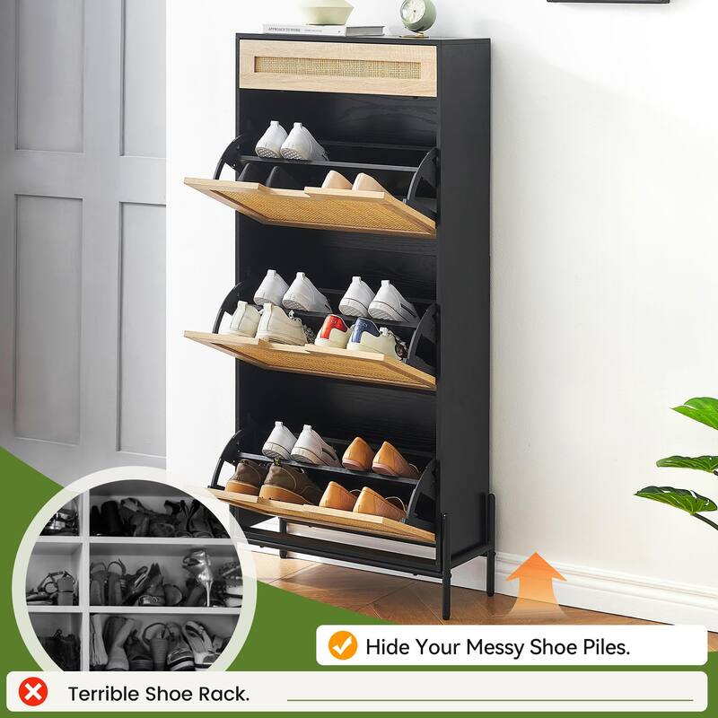 Ail Shoe Storage Cabinet Freestanding Adjustable Shoe Rack for Entryway