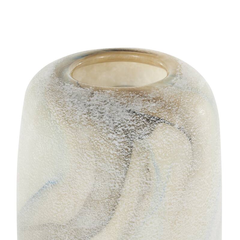 Glass Distressed Decorative Vase with Blue and Tan Texturing - Cream - Roche River Decor