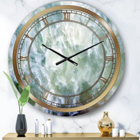 Designart 'Smokey Blue Marble' Glam Wall Clock