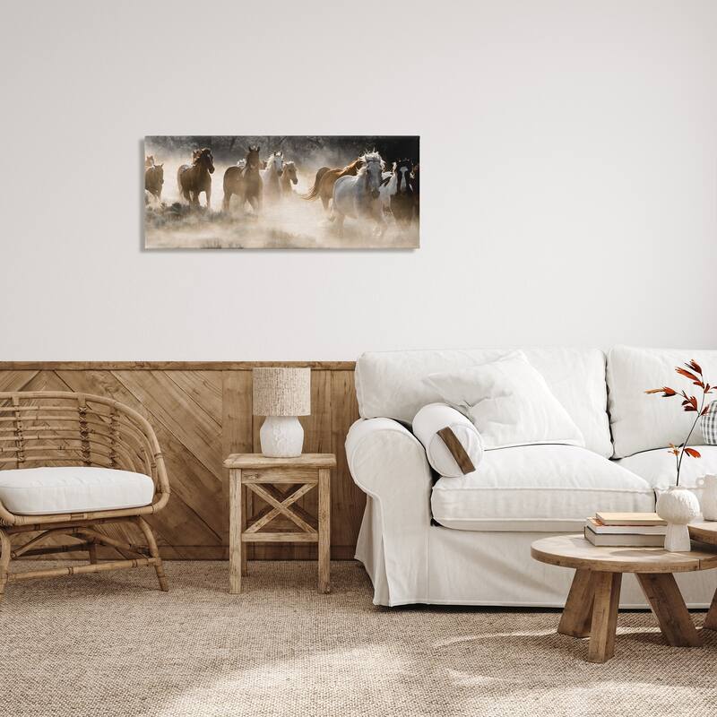 Stupell Striking Horse Herd Galloping Rural Wildlife Photography Canvas Wall Art, Design by Danita Delimont