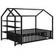 preview thumbnail 8 of 22, Metal House Bed with Fence and Detachable Storage Shelves
