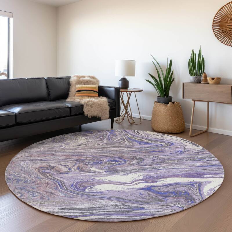 Premium Washable Super Soft Abstract Flow Mayfield Rug - Lavender - 8' x 8'