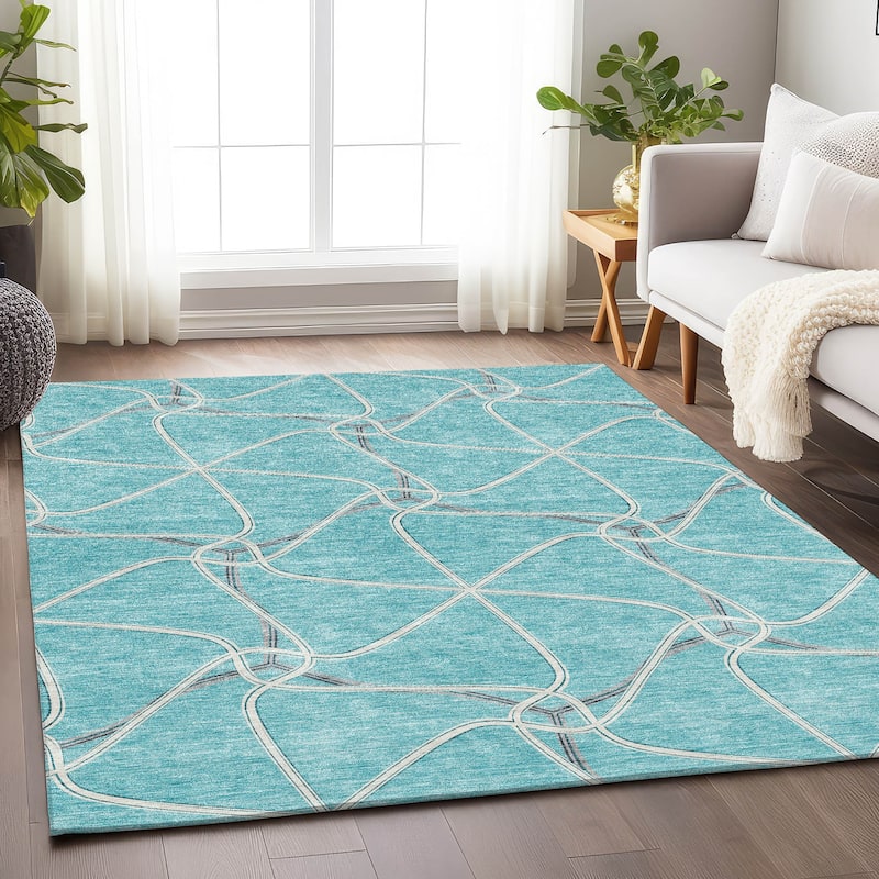 Premium Washable Super Soft Contemporary Geo Mayfield Rug - Teal - 2'6" x 3'10"