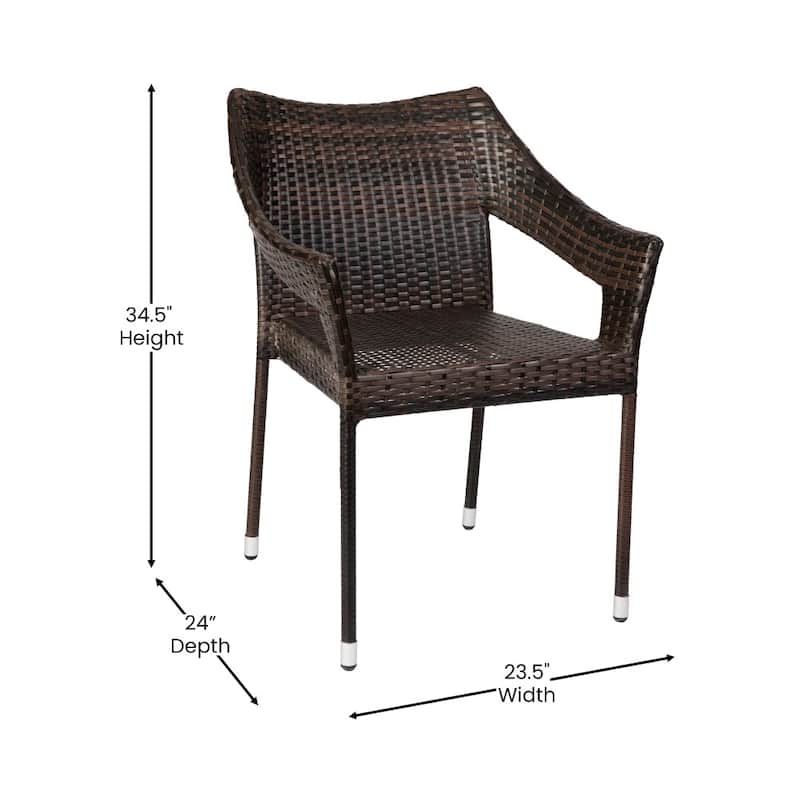 All Weather Commercial Grade PE Rattan Stacking Patio Chairs