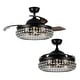 preview thumbnail 9 of 11, 42" Modern Black 3-Light Crystal Ceiling Fan Chandelier with Remote