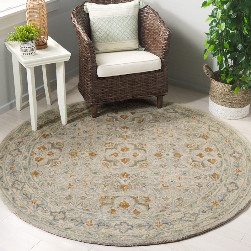 SAFAVIEH Handmade Heritage Damask Traditional Wool Rug