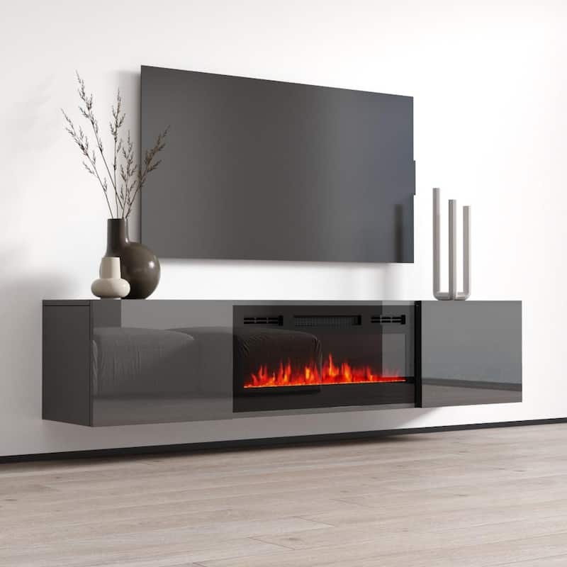 Cali EF Wall Mounted Electric Fireplace Modern 72" TV Stand