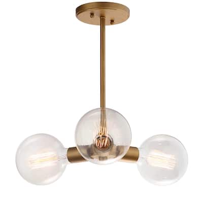SAFAVIEH Lighting Harkin Adjustable 3-light Edison Bulb Gold Pendant - 18"W x 18"D x 42"H