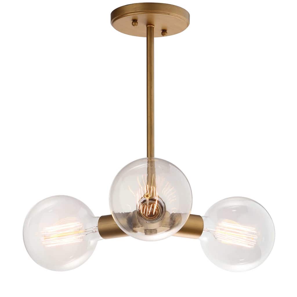 SAFAVIEH Lighting Harkin Adjustable 3-light Edison Bulb Gold Pendant - 18"W x 18"D x 42"H