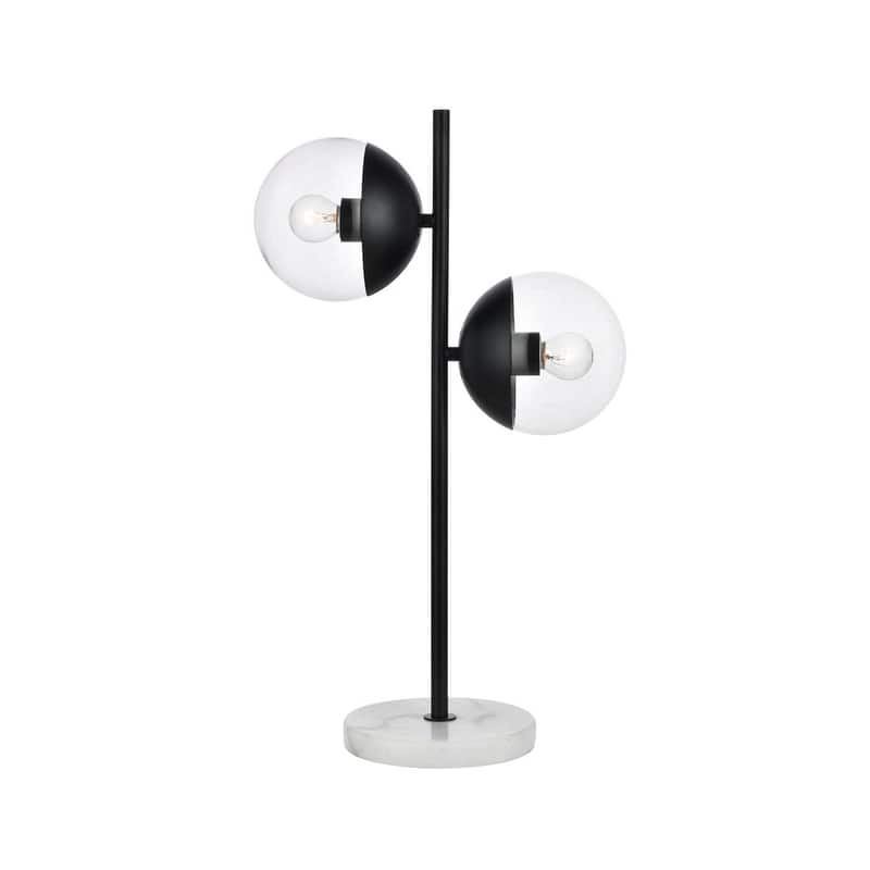 2-Light Table Lamp with Clear Glass - Black