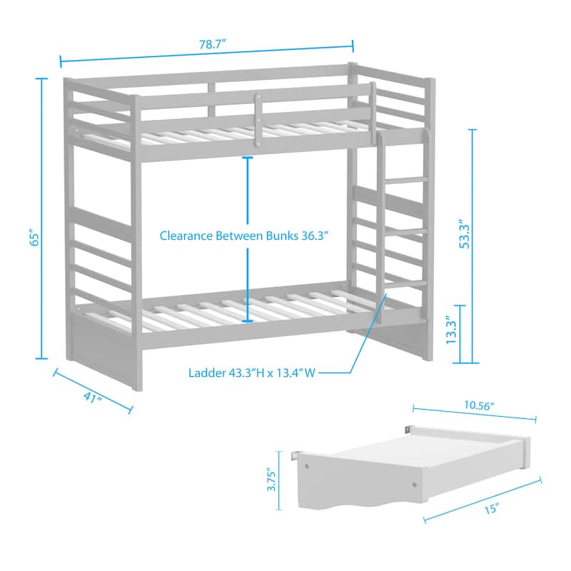 Plana Wood Bunk Bed and Hanging Nightstand