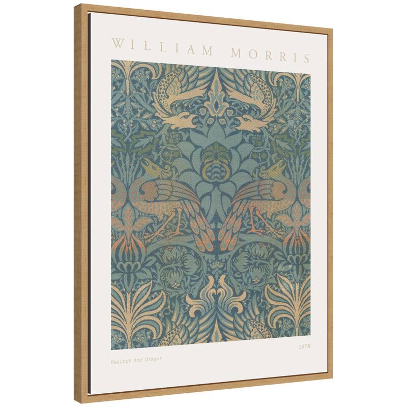 Kate and Laurel Sylvie Poster William Morris Peacock and Dragon 1878 Framed Canvas by The Art Institute of Chicago - 23x30 - Brown