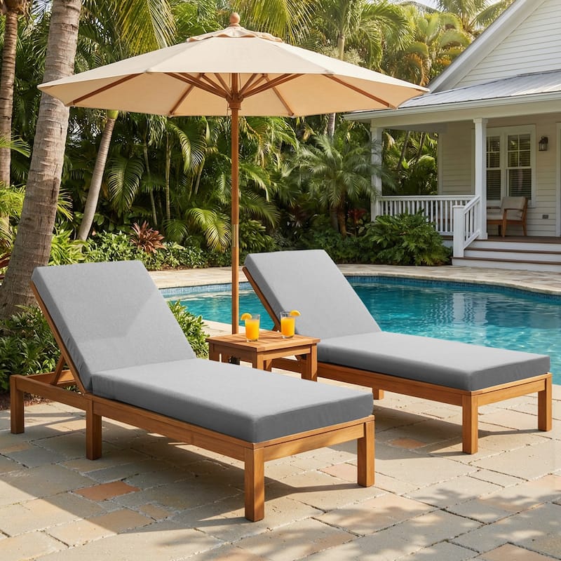 Pocassy 71x22In Outdoor Chaise Lounge Cushions with Zipper