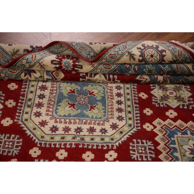 Traditional Red Kazak Area Rug Hand-Knotted Wool Carpet - 6'8" x 9'6"