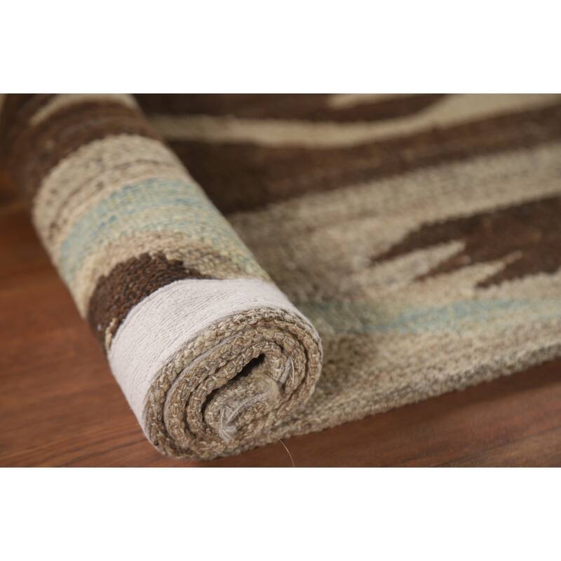 Striped Kilim Oriental Accent Rug Hand-Woven Wool Carpet - 3'0"x 5'0"