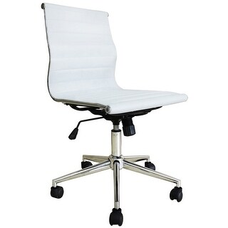 Peer Favorite 2xhome Swivel Adjustable Height Pu Leather Office Chair Mid Back Armless No Arms Side Ribbed Executive Ergonomic Task Work White Ibt Shop