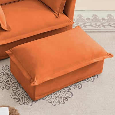 ​Contemporary Footstool - Chenille Fabric