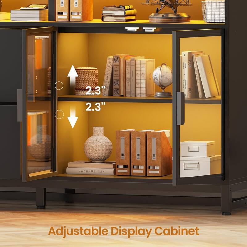59" LED File Cabinet 2 Drawers Filing Cabinets Legal/Letter/A4 File