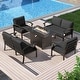 preview thumbnail 79 of 144, Aluminum Patio Outdoor Sectional Sofa Set with Fire Pit, Swivel Rocking Chairs and Ottomans 6-Seats - Black