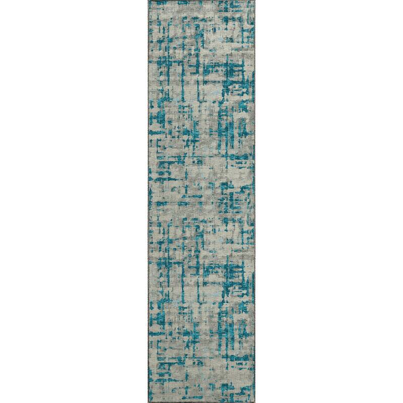 Indoor/ Outdoor Bravado Abstract Crosshatch Caramel Washable Area Rug