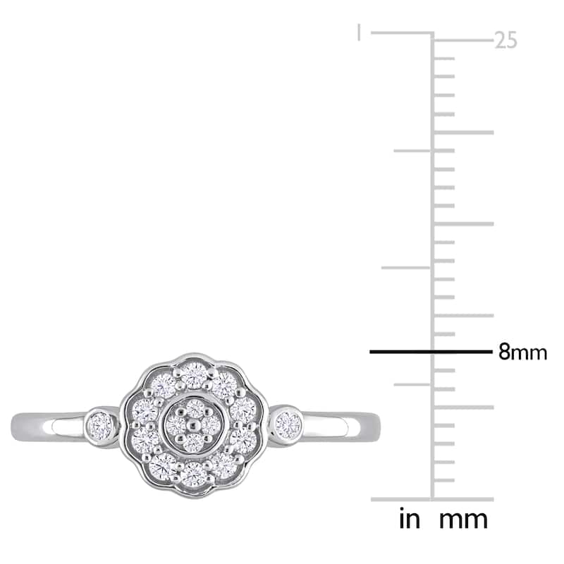 Miadora 1/5ct TDW Diamond Flower Ring in Sterling Silver