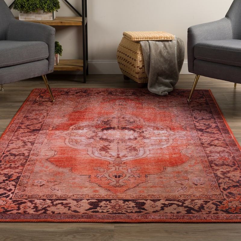 Addison Kensington Casual Medallion Non-skid Area Rug