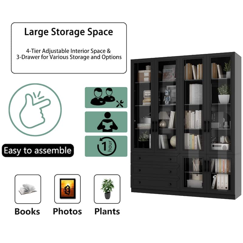 Organizer Eco-Friendly Accent Light Strip Bookshelves Display Cabinet - 63"x78.7“