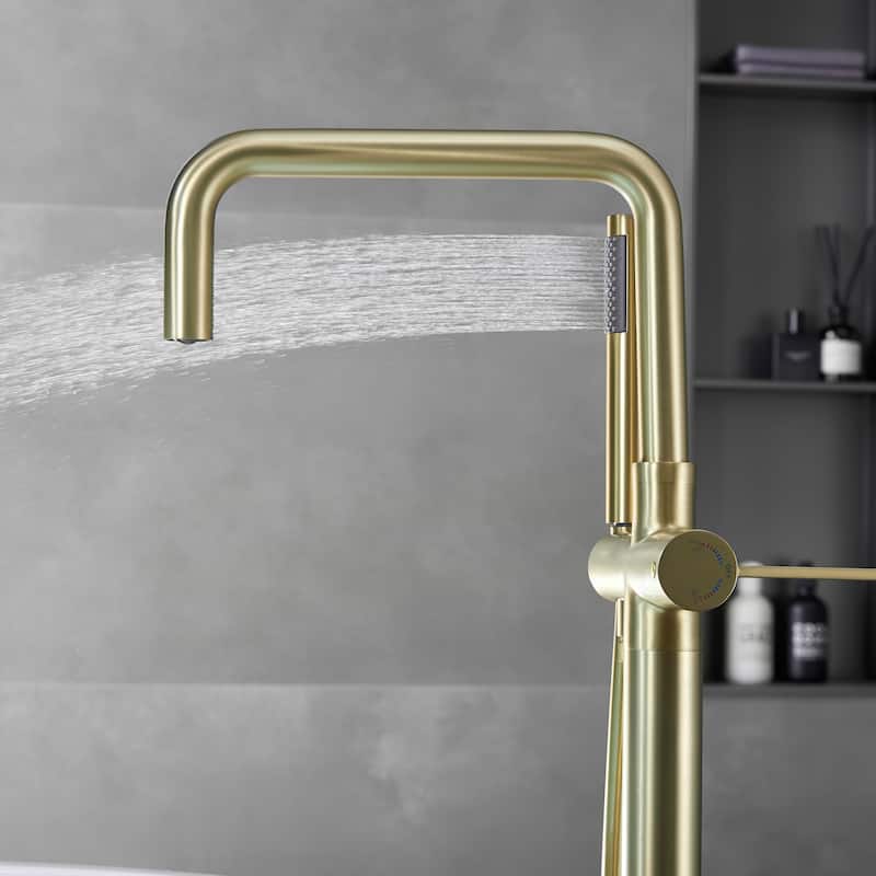 Freestanding Tub Faucets, Shower Mixer Taps, Floor Mounted Tub Filler With Handheld Shower