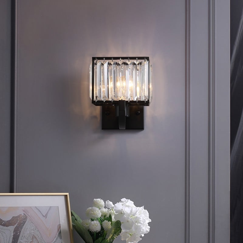 Black crystal sales wall sconce