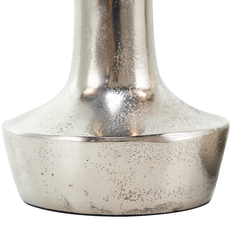 Silver Aluminum Metal Candle Holder with Rounded Bases (Set of 3)