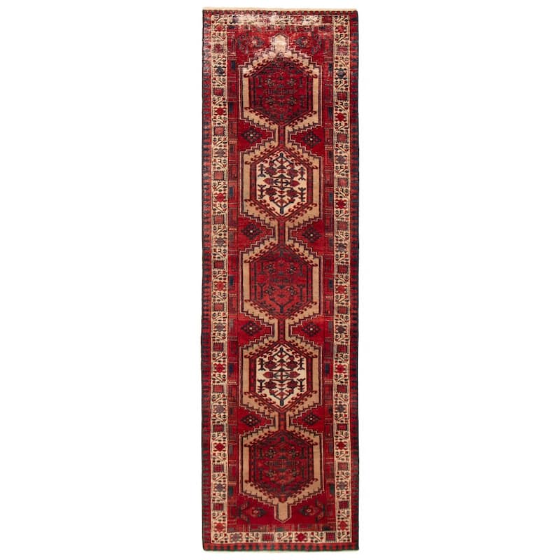 ECARPETGALLERY Hand-knotted Konya Anatolian Red Wool Rug - 3'3 x 11'4 - Red - 3'3 x 11'4