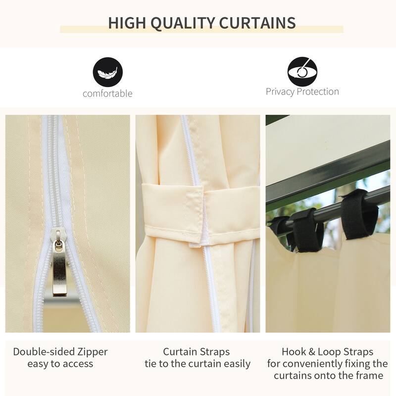 10x13 Foot Outdoor Gazebo with Curtains, Vented Roof, All-Weather Steel Frame for Garden, Lawn, Backyard, Cream White