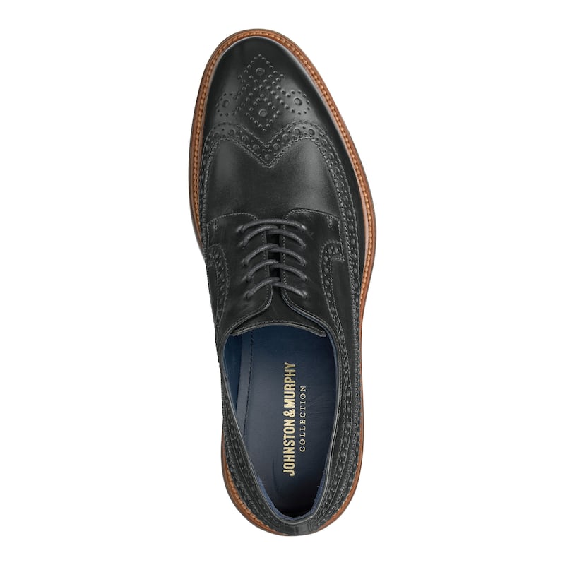 Johnston & Murphy Men's Jenson Longwing - Black Italian Calfskin - 9.5